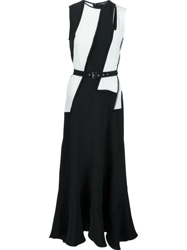 Derek Lam Contrast Belted Mid-length Dress, Women's, Size: 38, Black, Silk
