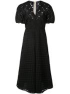 Rochas Broderie-anglaise Midi Dress - Black