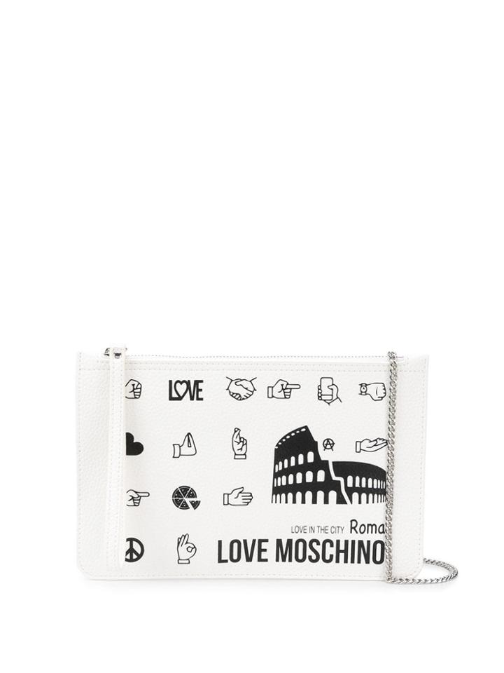 Love Moschino Roma Printed Clutch - White