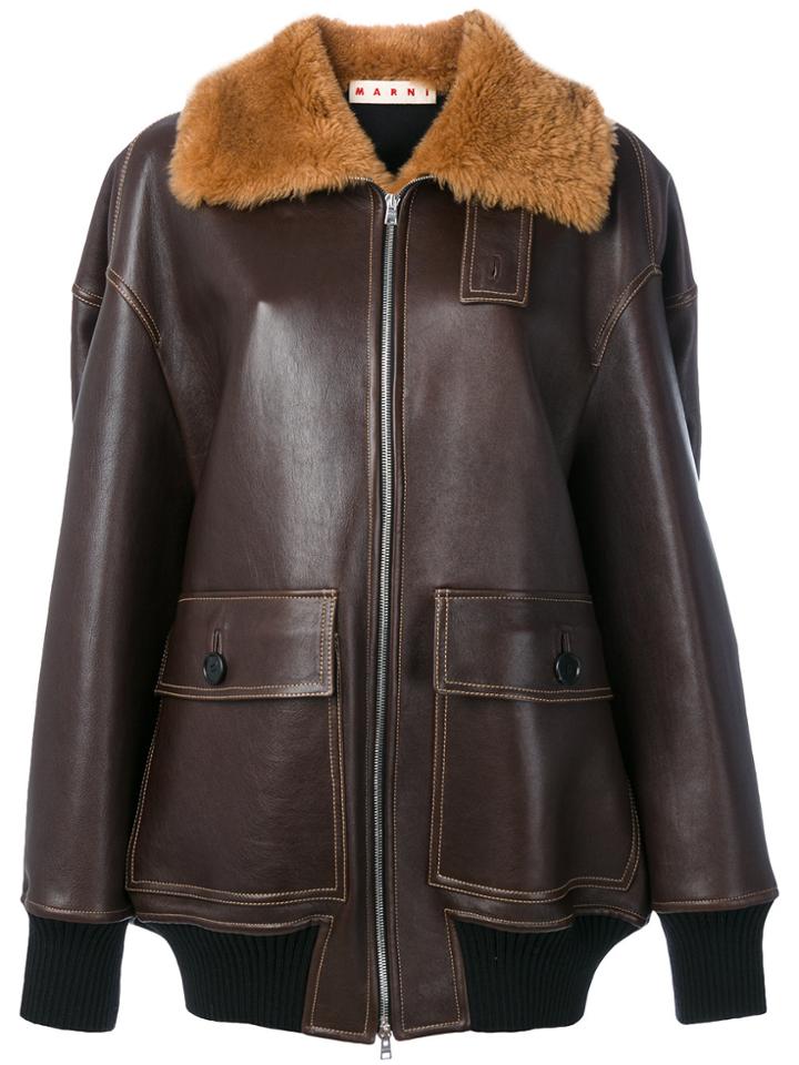Marni Shearling Trim Jacket - Brown