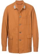 Undercover Oversized Denim Jacket With Printed Collar - Brown