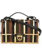 Salvatore Ferragamo Panelled Stripe Shoulder Bag, Women's, Brown, Goat Skin/lamb Skin