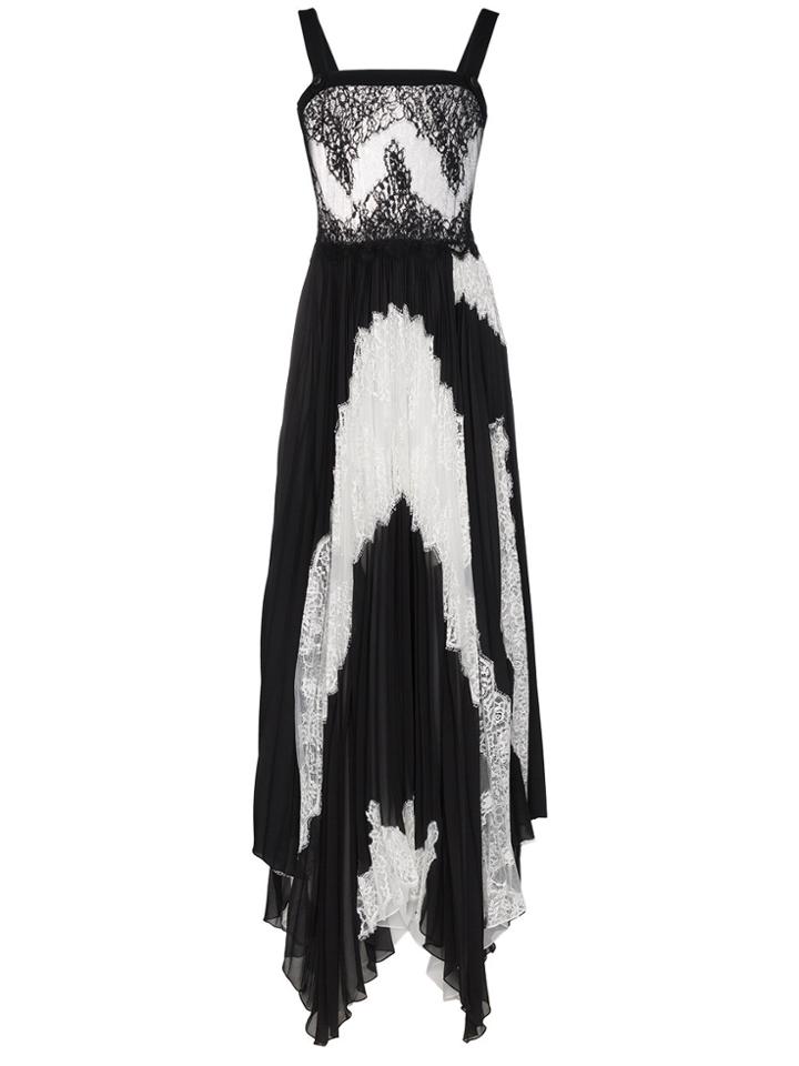 Givenchy Silk Lace Top Pleated Dress - Black