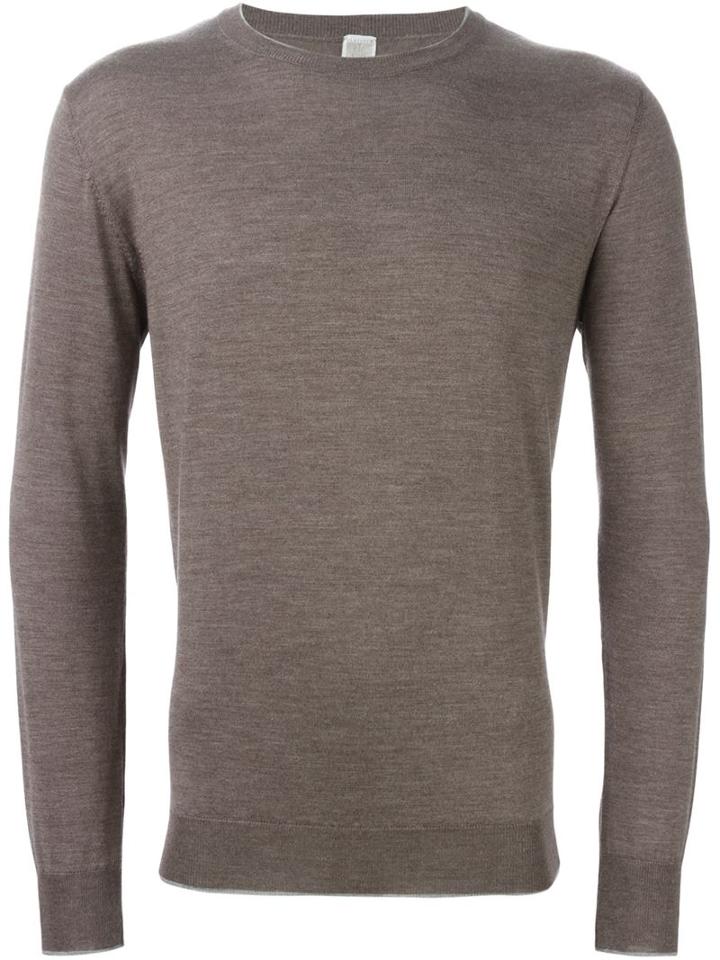 Eleventy Crew Neck Sweater, Men's, Size: Xxl, Grey, Silk/merino