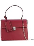 Valentino - Valentino Garavani Stud Stitching Shoulder Bag - Women - Calf Leather - One Size, Red, Calf Leather
