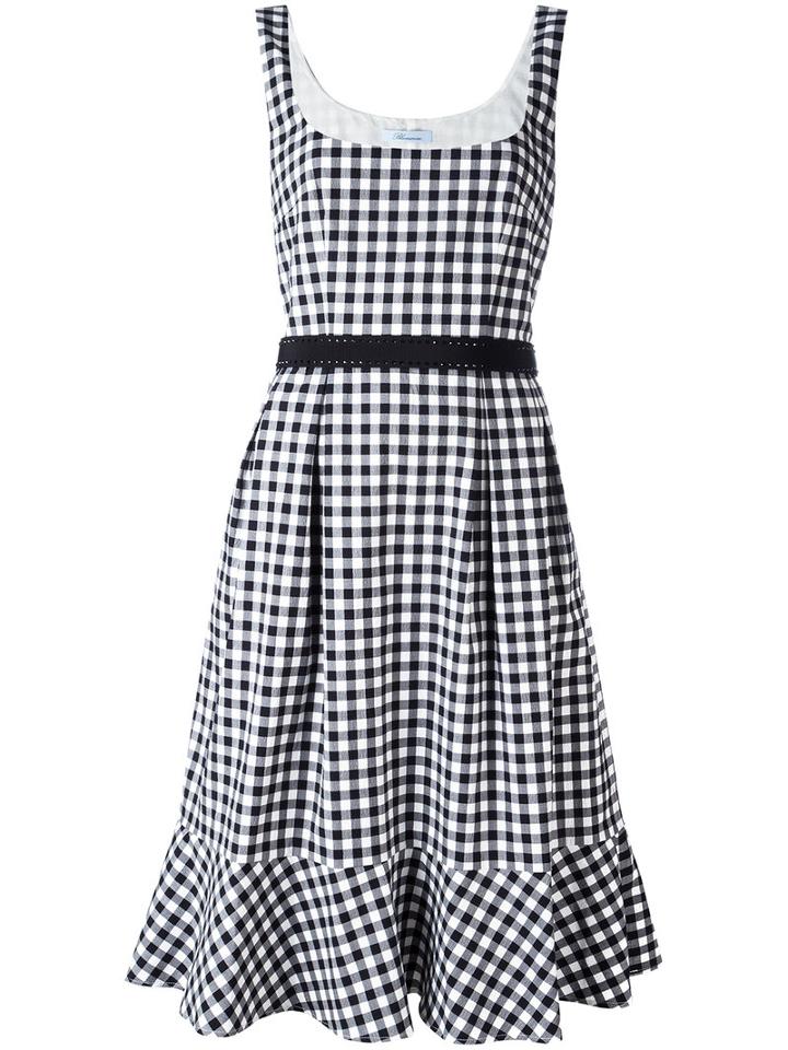 Blumarine - Checked Flared Dress - Women - Cotton/spandex/elastane - 46, Black, Cotton/spandex/elastane