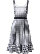 Blumarine - Checked Flared Dress - Women - Cotton/spandex/elastane - 46, Black, Cotton/spandex/elastane