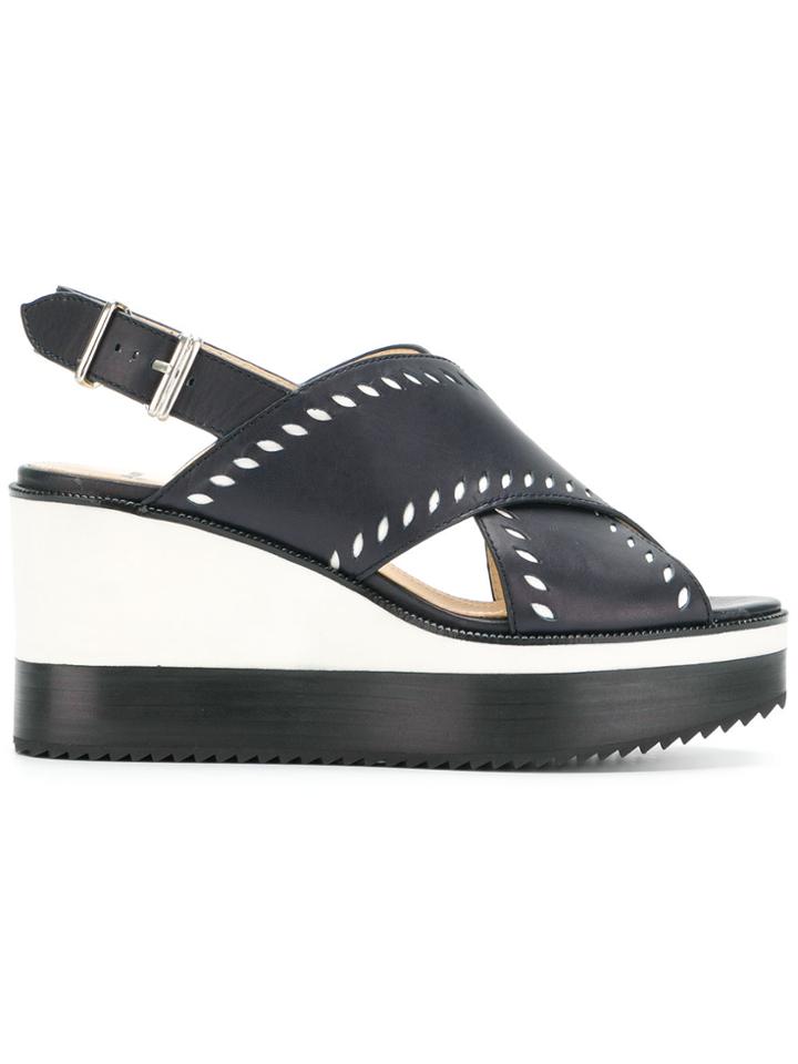 Jil Sander Navy Wedged Sandals - Blue
