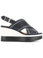 Jil Sander Navy Wedged Sandals - Blue