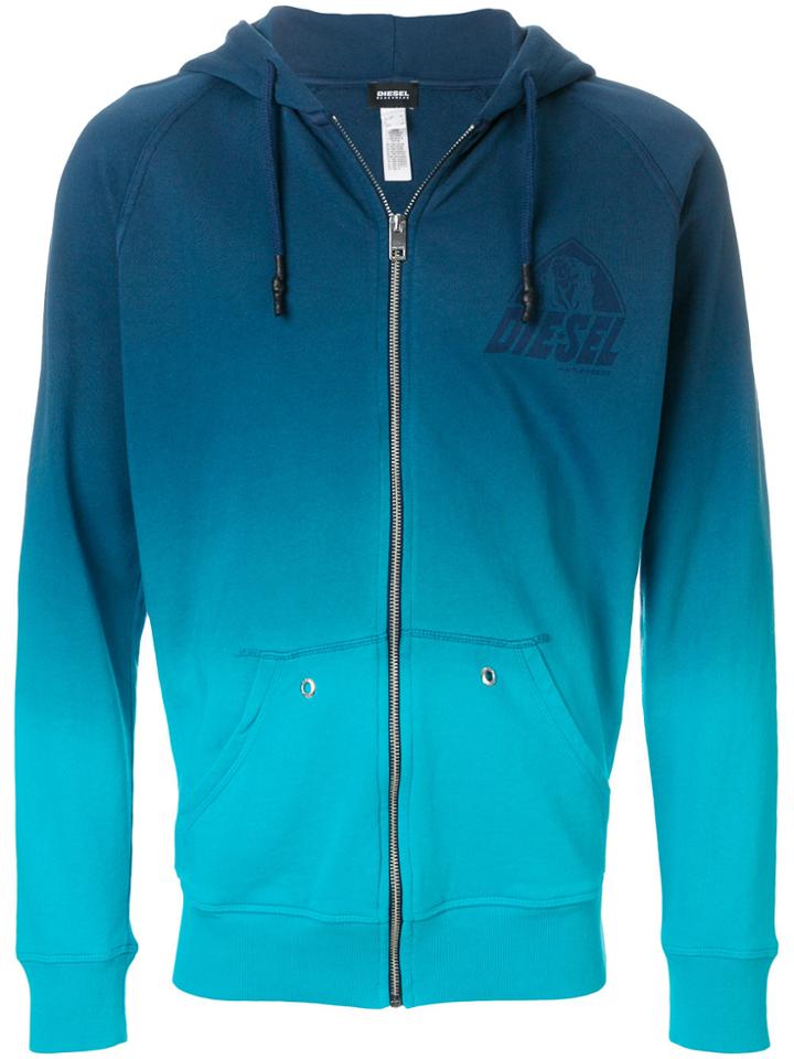 Diesel Ombré Zip Front Hoodie - Blue