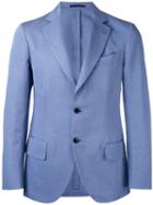 Mp Massimo Piombo Unconstructed Contrast Button Blazer, Men's, Size: 48, Blue, Cotton/linen/flax