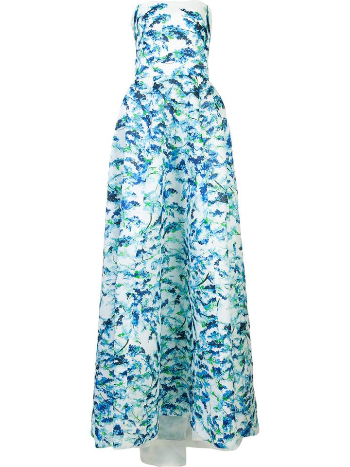 Monique Lhuillier Printed Ball Gown, Women's, Size: 8, Blue, Silk