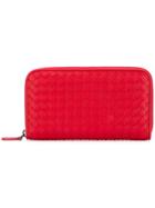 Bottega Veneta Interlaced Zip Around Wallet - Red