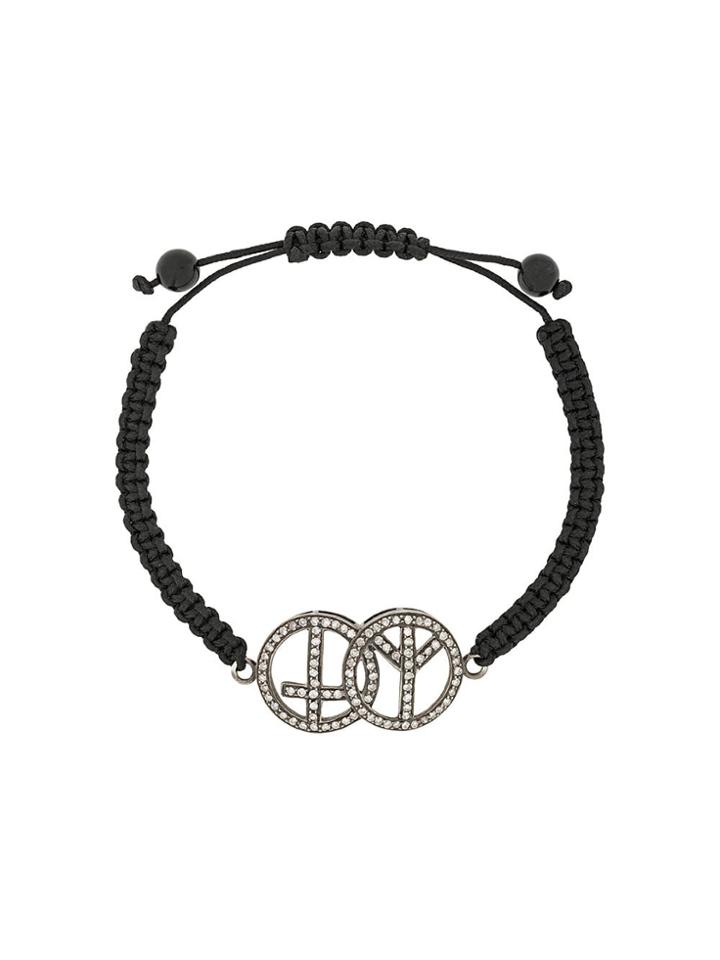 Gemco Diamond Peace Charm Bracelet - Black