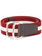 Bally Striped Belt, Men's, Size: 100, Red, Cotton/leather