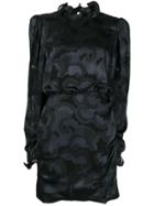 Saloni Ruffle Neck Dress - Black