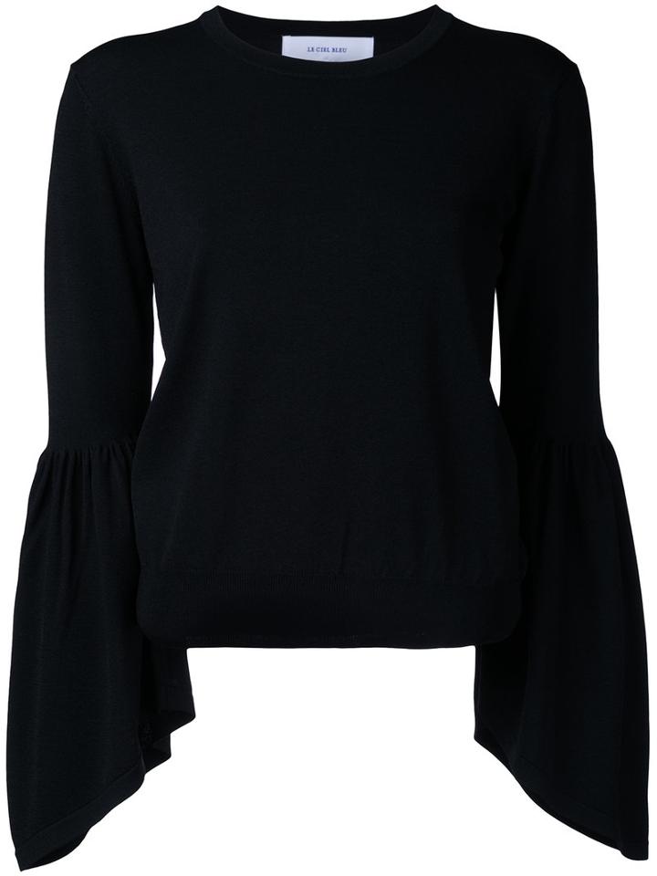 Le Ciel Bleu - Flare Sleeve Knit Top - Women - Nylon/rayon - 36, Black, Nylon/rayon