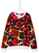 10x10 An Italian Theory Kids Roses Print Sweatshirt, Girl's, Size: 14 Yrs, Black
