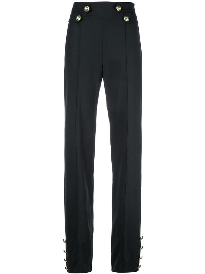 Oscar De La Renta Buttoned Straight-leg Trousers - Black
