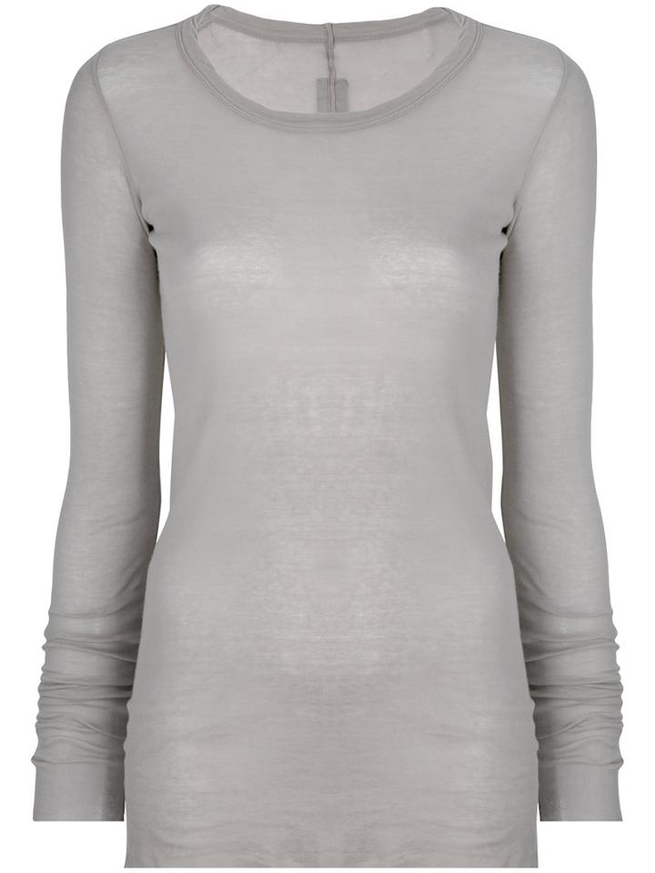 Rick Owens - Long Sleeve T-shirt - Women - Cotton - 42, Grey, Cotton