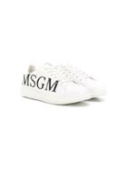 Msgm Kids Teen Logo Print Sneakers - White