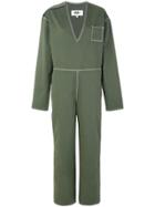 Mm6 Maison Margiela V-neck Belted Jumpsuit - Green