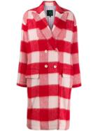 Jejia Check Print Oversized Coat - Red