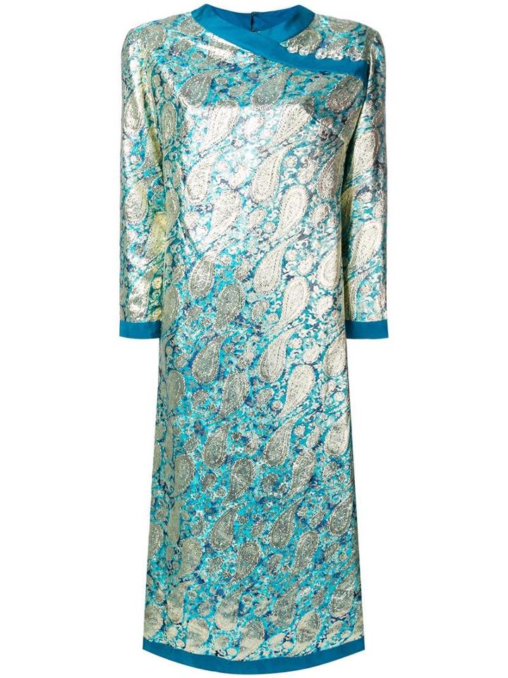A.n.g.e.l.o. Vintage Cult 1960's Paisley Jacquard Dress - Blue