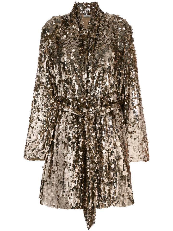 Attico Sequins Embellished Coat - Metallic