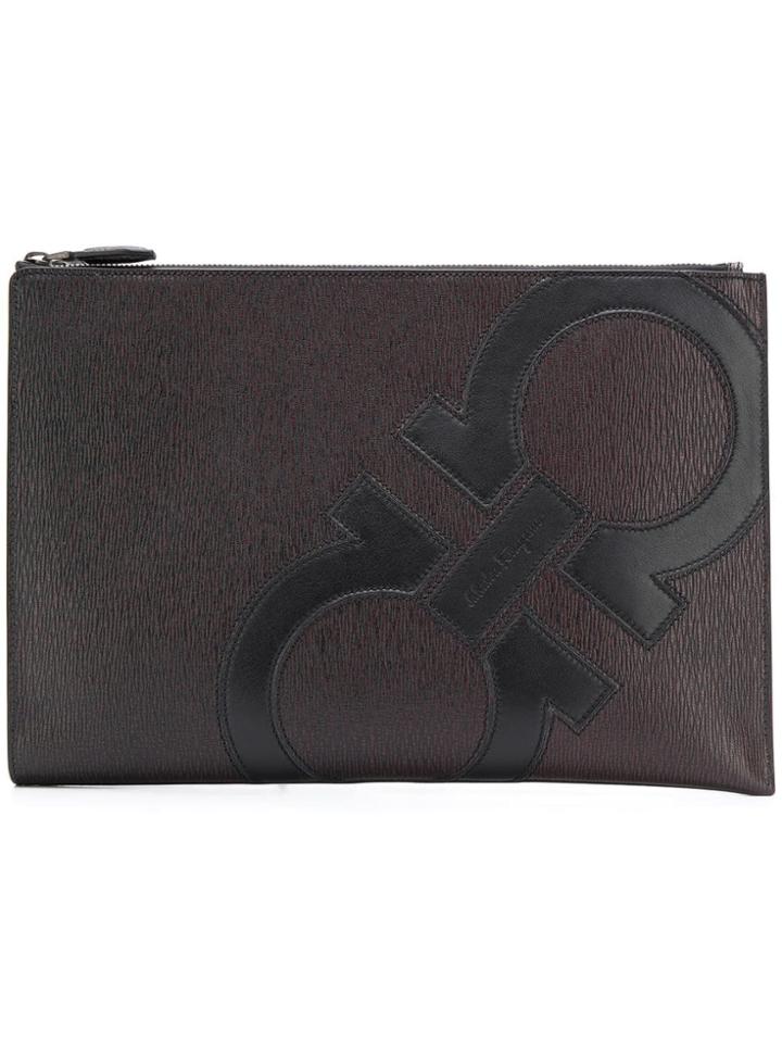 Salvatore Ferragamo Logo Clutch - Black