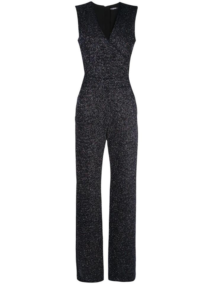 Balmain Flared Glittered Jumpsuit - Black