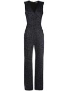 Balmain Flared Glittered Jumpsuit - Black