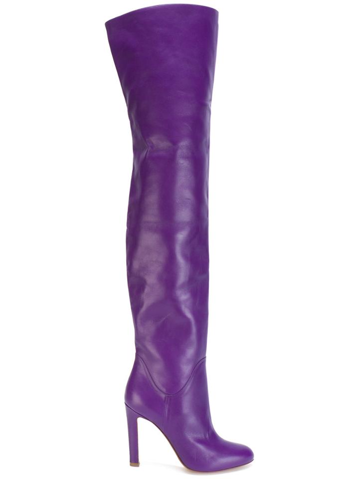 Francesco Russo Thigh-high Stiletto Boots - Pink & Purple