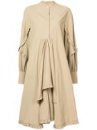 Msgm Frill Trim Shirt Dress - Brown