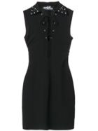 Jeremy Scott Lace-up Embellished Collar Dress - Black