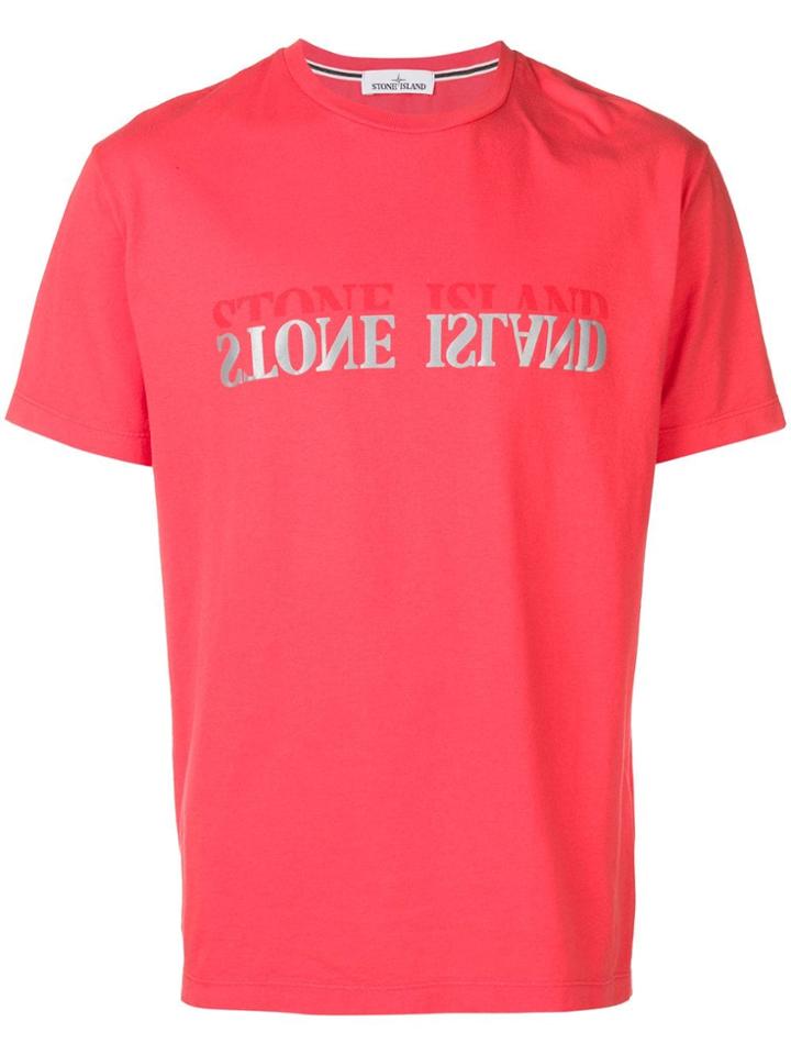 Stone Island Reverse Logo Print T-shirt - Red