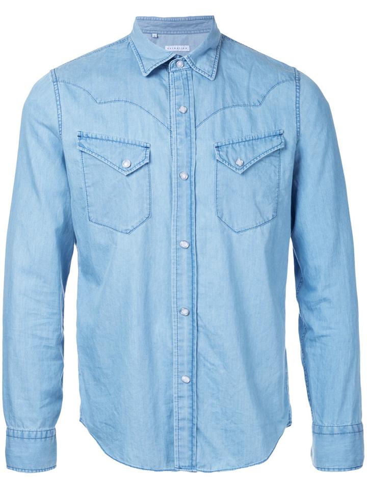 Estnation - Flap Pockets Denim Shirt - Men - Cotton - S, Blue, Cotton