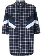 Neil Barrett - Checked Stripe Panel Shirt - Men - Cotton - 40, Blue, Cotton