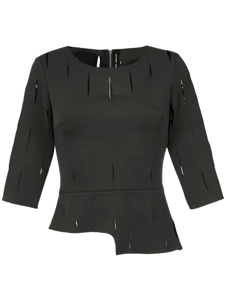 Gloria Coelho Asymmetric Cut Out Blouse - Black
