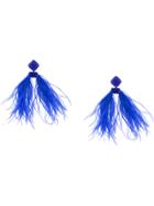 Sachin & Babi Beaded Ostrich Feather Earrings - Blue