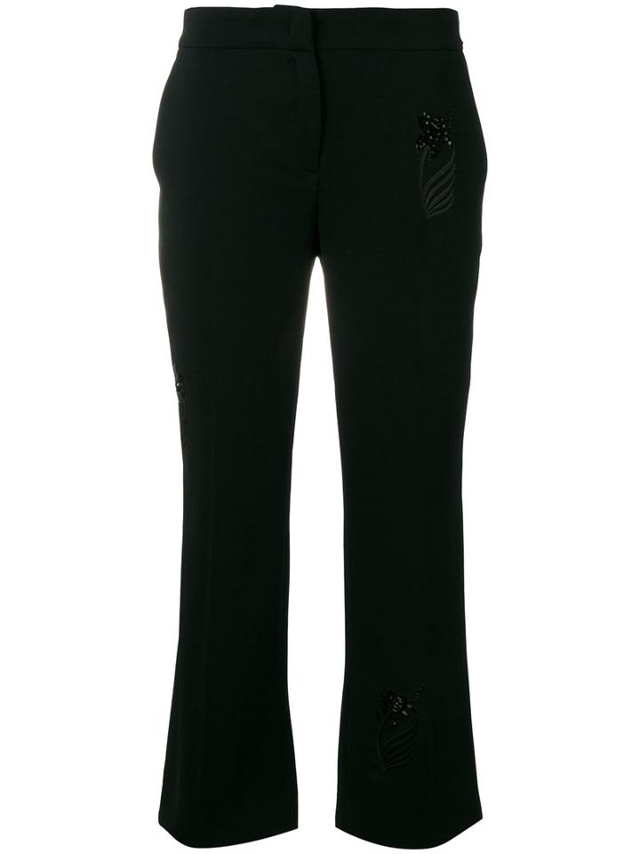 No21 Embroidered Detail Trousers, Women's, Size: 40, Black, Viscose/spandex/elastane/pvc/polyester