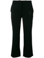 No21 Embroidered Detail Trousers, Women's, Size: 40, Black, Viscose/spandex/elastane/pvc/polyester