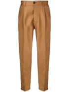 Pt01 Front Pleats Straight Trousers - Brown