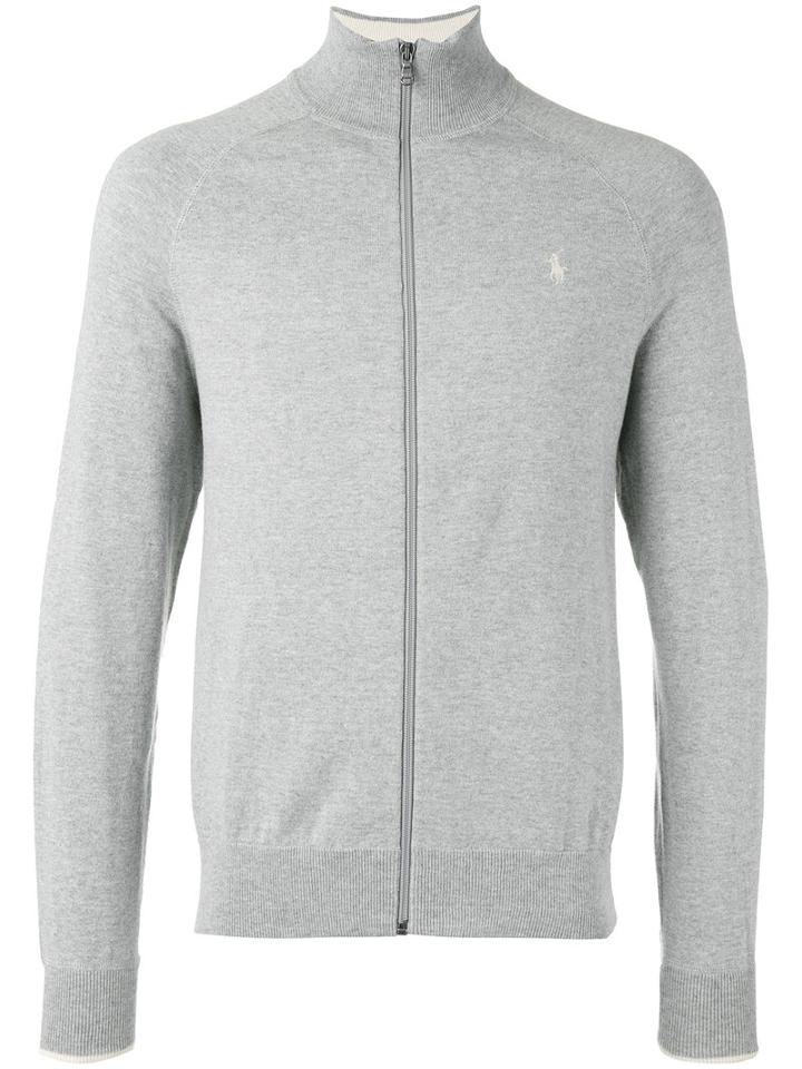 Polo Ralph Lauren Roll Neck Cardigan, Men's, Size: Large, Grey, Cotton