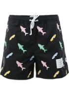 Thom Browne - Shark Embroidery Swim Shorts - Men - Nylon - 1, Black, Nylon