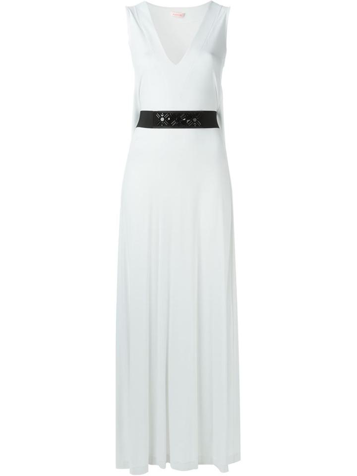P.a.r.o.s.h. Belted Long Dress, Women's, White, Viscose/spandex/elastane