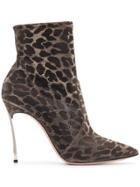 Casadei Leopard Print Boots - Gold