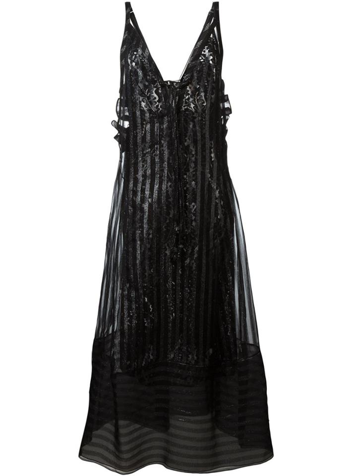 No21 Metallic Effect Striped Long Dress - Black
