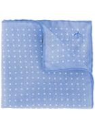 Canali Dots Pattern Pocket Square, Men's, Blue, Silk