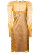 Nina Ricci Puffy Sleeves Semi-sheer Dress - Yellow & Orange